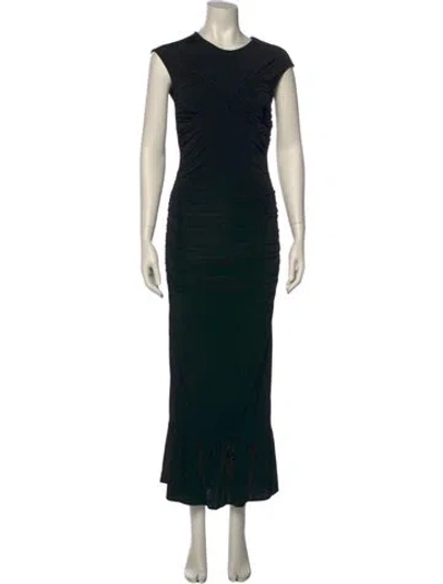 Pre-owned Sandro Crew Neck Long Dress In Black