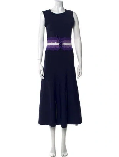 Pre-owned Sandro Crew Neck Long Dress In Blue