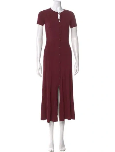 Pre-owned Sandro Crew Neck Long Dress In Burgundy