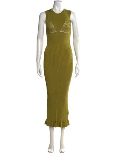Pre-owned Sandro Crew Neck Long Dress In Green