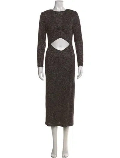 Pre-owned Sandro Crew Neck Long Dress In Multi