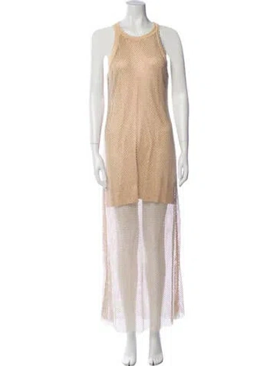 Pre-owned Sandro Crew Neck Long Dress In Neutral