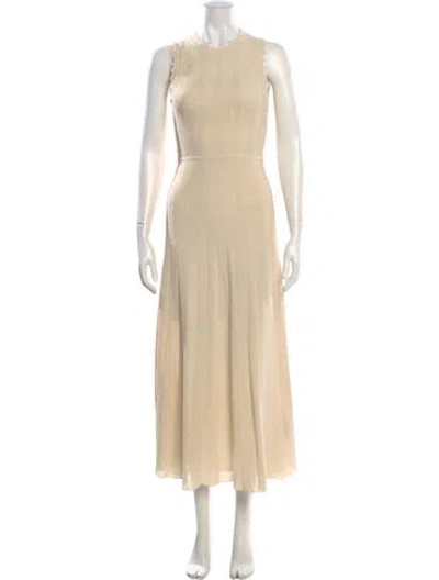 Pre-owned Sandro Crew Neck Long Dress In Neutral