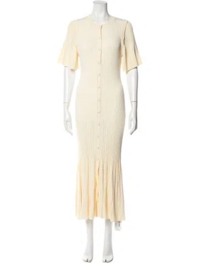 Pre-owned Sandro Crew Neck Long Dress In Neutral