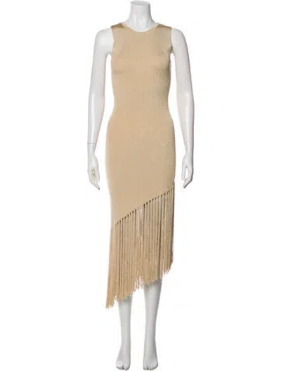 Pre-owned Sandro Crew Neck Long Dress In Neutral