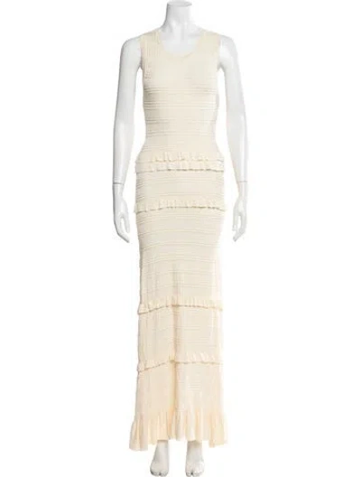 Pre-owned Sandro Crew Neck Long Dress In Neutral