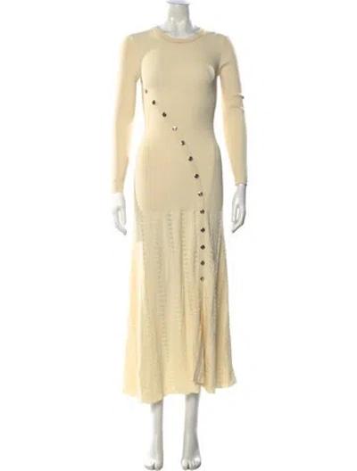 Pre-owned Sandro Crew Neck Long Dress In Neutral