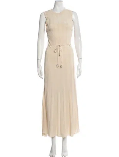 Pre-owned Sandro Crew Neck Long Dress In Neutral