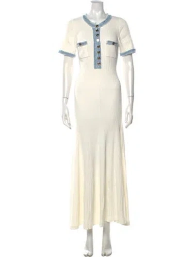 Pre-owned Sandro Crew Neck Long Dress In Neutrals