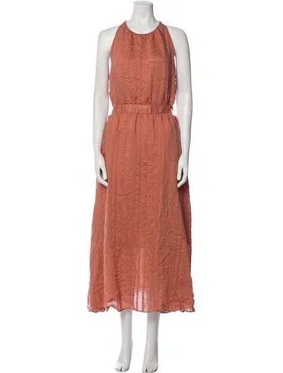 Pre-owned Sandro Crew Neck Long Dress In Orange