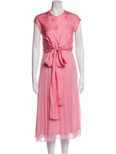 Pre-owned Sandro Crew Neck Long Dress In Pink