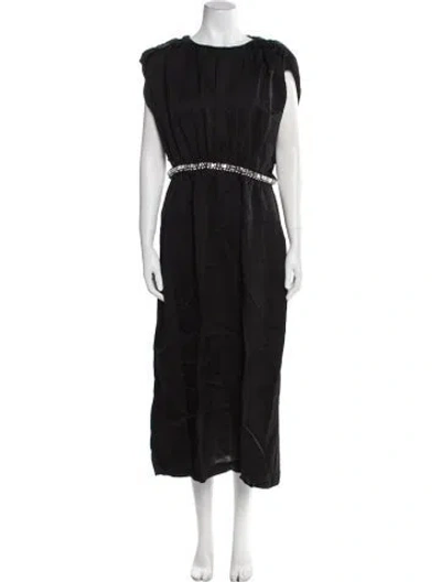 Pre-owned Sandro Crew Neck Long Dress W/ Tags In Black