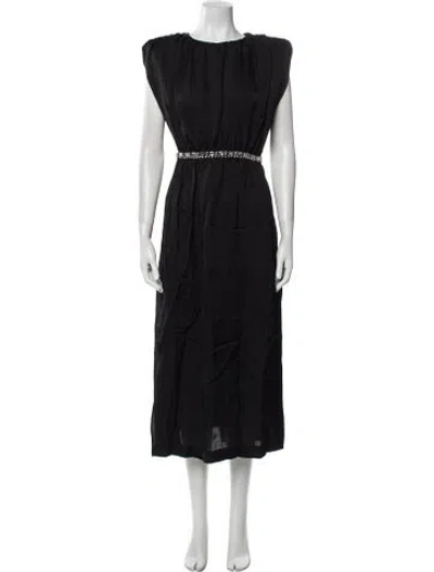 Pre-owned Sandro Crew Neck Long Dress W/ Tags In Black