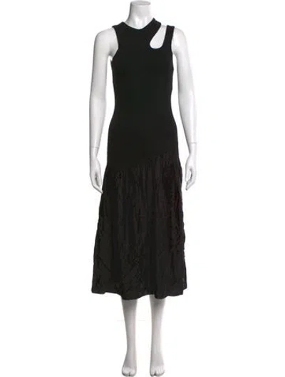 Pre-owned Sandro Crew Neck Long Dress W/ Tags In Black