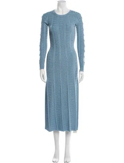 Pre-owned Sandro Crew Neck Long Dress W/ Tags In Blue