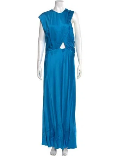 Pre-owned Sandro Crew Neck Long Dress W/ Tags In Blue