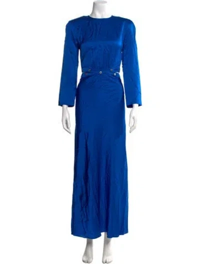 Pre-owned Sandro Crew Neck Long Dress W/ Tags In Blue