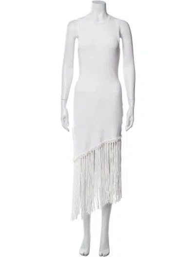 Pre-owned Sandro Crew Neck Long Dress W/ Tags In White