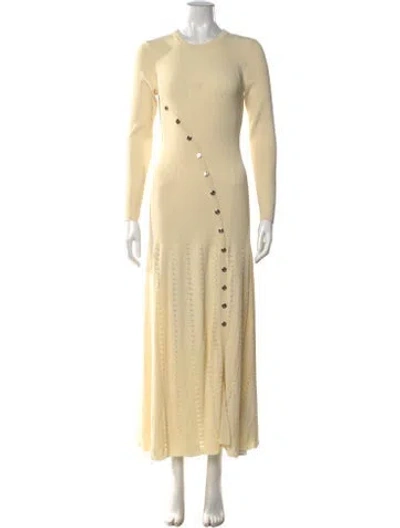 Pre-owned Sandro Crew Neck Long Dress W/ Tags In Yellow