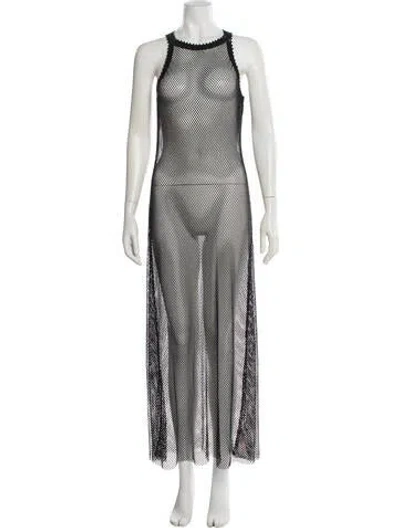 Pre-owned Sandro Crew Neck Long Dress In White