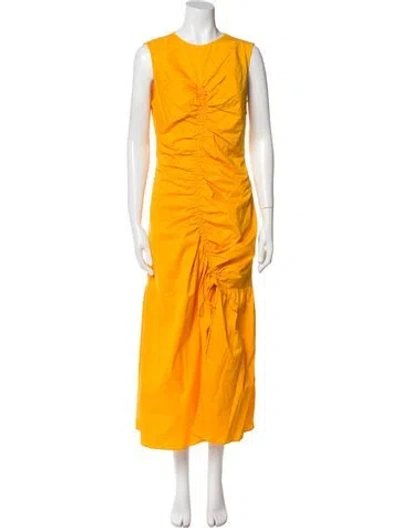 Pre-owned Sandro Crew Neck Long Dress In Yellow