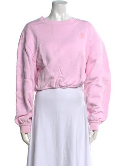 Pre-owned Sandro Crew Neck Long Sleeve Crop Top In Pink