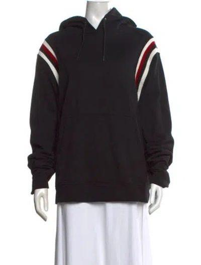 Pre-owned Sandro Crew Neck Long Sleeve Hoodie In Black