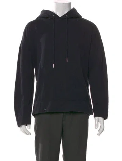 Pre-owned Sandro Crew Neck Long Sleeve Hoodie In Blue