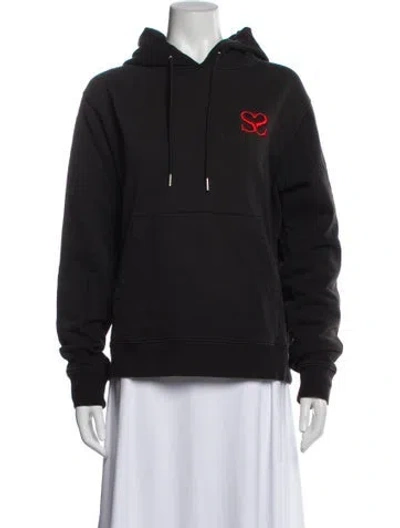 Pre-owned Sandro Crew Neck Long Sleeve Hoodie In Blue