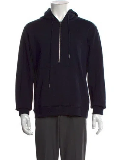 Pre-owned Sandro Crew Neck Long Sleeve Hoodie In Blue