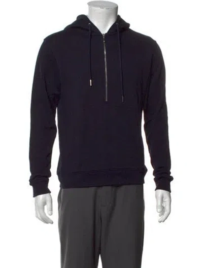 Pre-owned Sandro Crew Neck Long Sleeve Hoodie In Blue