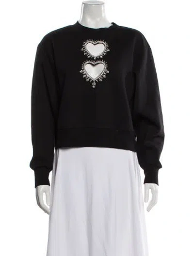 Pre-owned Sandro Crew Neck Long Sleeve Sweatshirt In Black