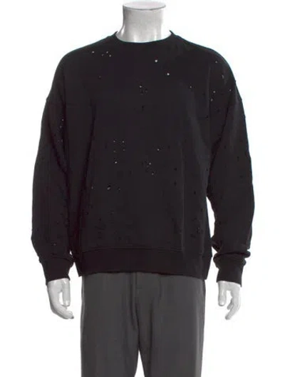 Pre-owned Sandro Crew Neck Long Sleeve Sweatshirt In Black