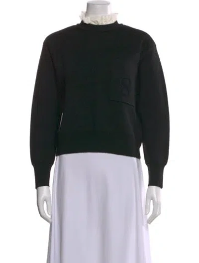 Pre-owned Sandro Crew Neck Long Sleeve Sweatshirt In Black