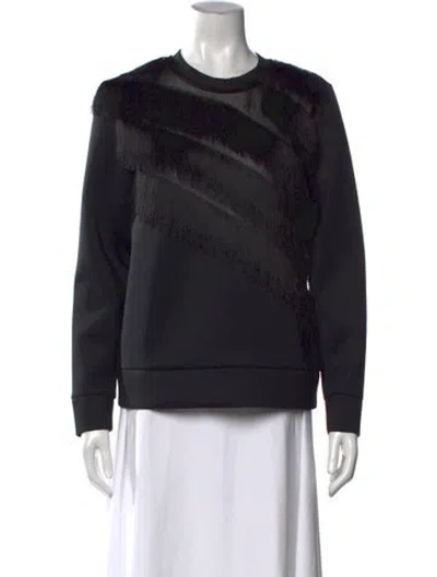 Pre-owned Sandro Crew Neck Long Sleeve Sweatshirt In Black