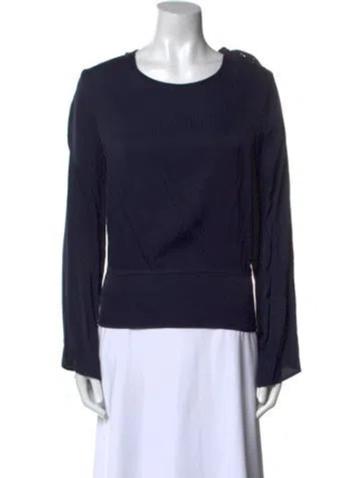 Pre-owned Sandro Crew Neck Long Sleeve Sweatshirt In Blue