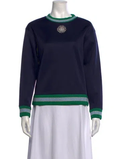 Pre-owned Sandro Crew Neck Long Sleeve Sweatshirt In Blue