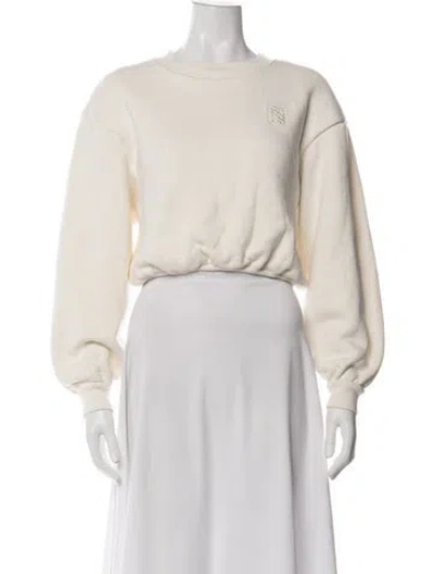 Pre-owned Sandro Crew Neck Long Sleeve Sweatshirt In Neutrals