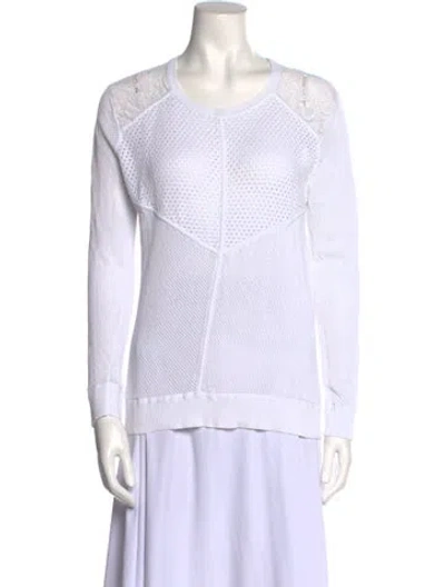 Pre-owned Sandro Crew Neck Long Sleeve Sweatshirt In White