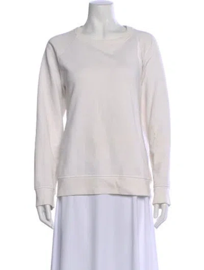 Pre-owned Sandro Crew Neck Long Sleeve Sweatshirt In White
