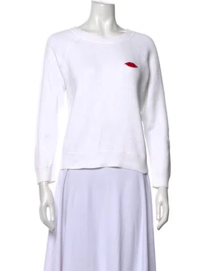 Pre-owned Sandro Crew Neck Long Sleeve Sweatshirt In White