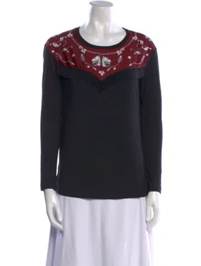 Pre-owned Sandro Crew Neck Long Sleeve Top In Black