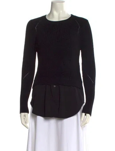 Pre-owned Sandro Crew Neck Long Sleeve Top In Black