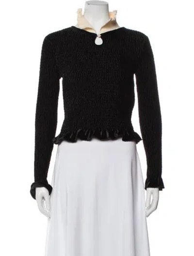 Pre-owned Sandro Crew Neck Long Sleeve Top In Black