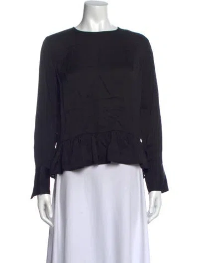 Pre-owned Sandro Crew Neck Long Sleeve Top In Black