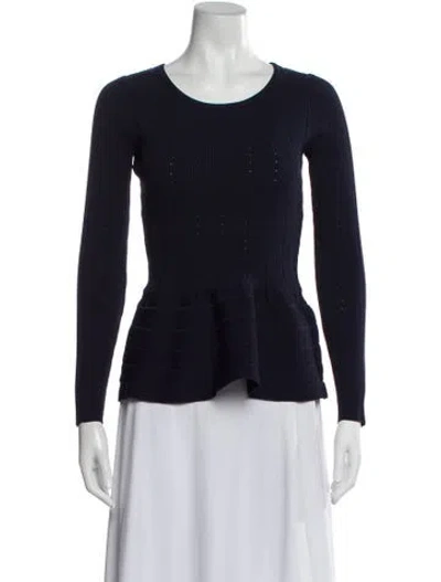 Pre-owned Sandro Crew Neck Long Sleeve Top In Blue