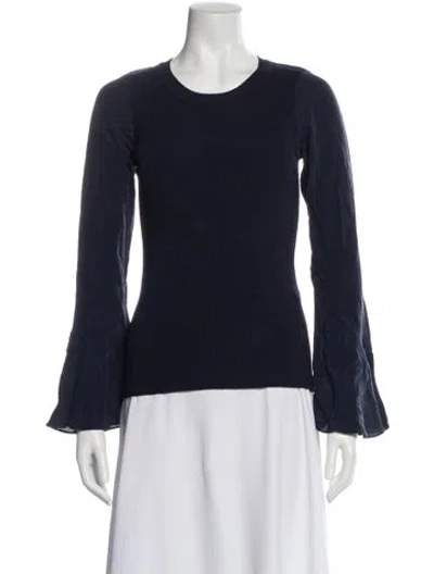 Pre-owned Sandro Crew Neck Long Sleeve Top In Blue