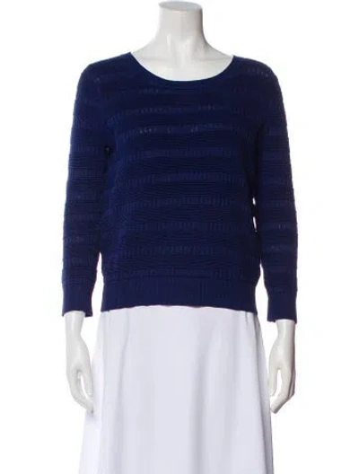 Pre-owned Sandro Crew Neck Long Sleeve Top In Blue