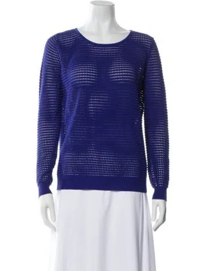 Pre-owned Sandro Crew Neck Long Sleeve Top In Blue