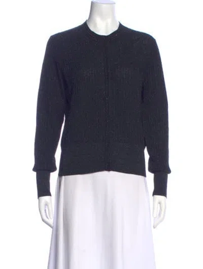Pre-owned Sandro Crew Neck Long Sleeve Top In Blue